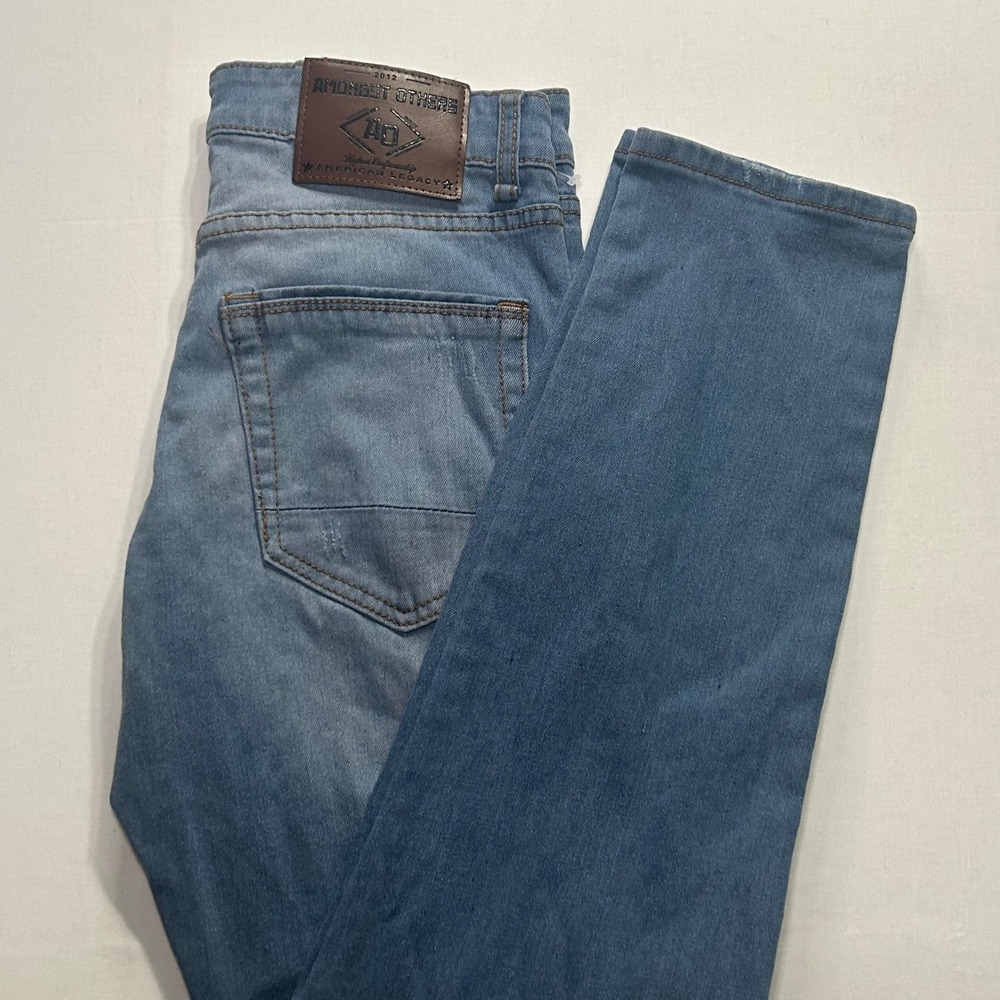Amongst Others American Legacy Mens Light Wash Slim Tapered Blue Denim Jeans 27"